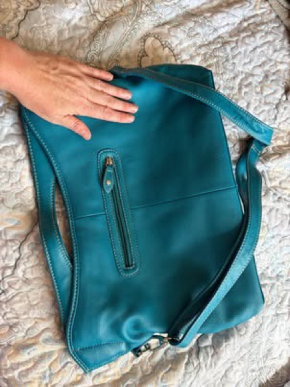 Teal Leather Shoulder Bag - Stylish Everyday Carry